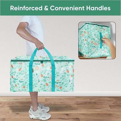 BALEINE Oversized Moving Bags with Reinforced Handles, Heavy-Duty Storage Tote for Clothes, Moving Supplies (Clear)