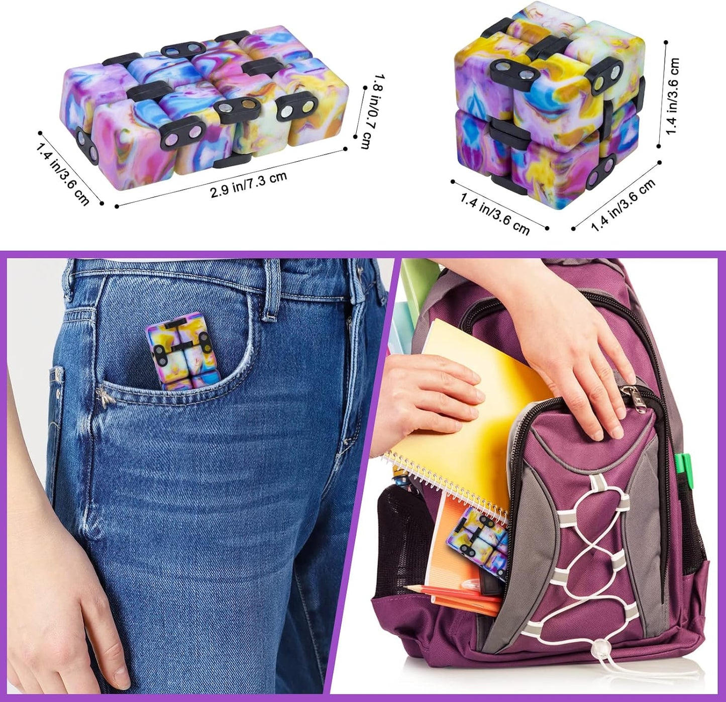 Infinity Cube Fidget Toy Stress Relieving Fidgeting Game for Kids and Adults,Cute Mini Unique Gadget for Anxiety Relief and Kill Time (Macaron Blue)