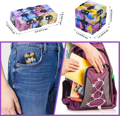 Infinity Cube Fidget Toy Stress Relieving Fidgeting Game for Kids and Adults,Cute Mini Unique Gadget for Anxiety Relief and Kill Time (Macaron Blue)