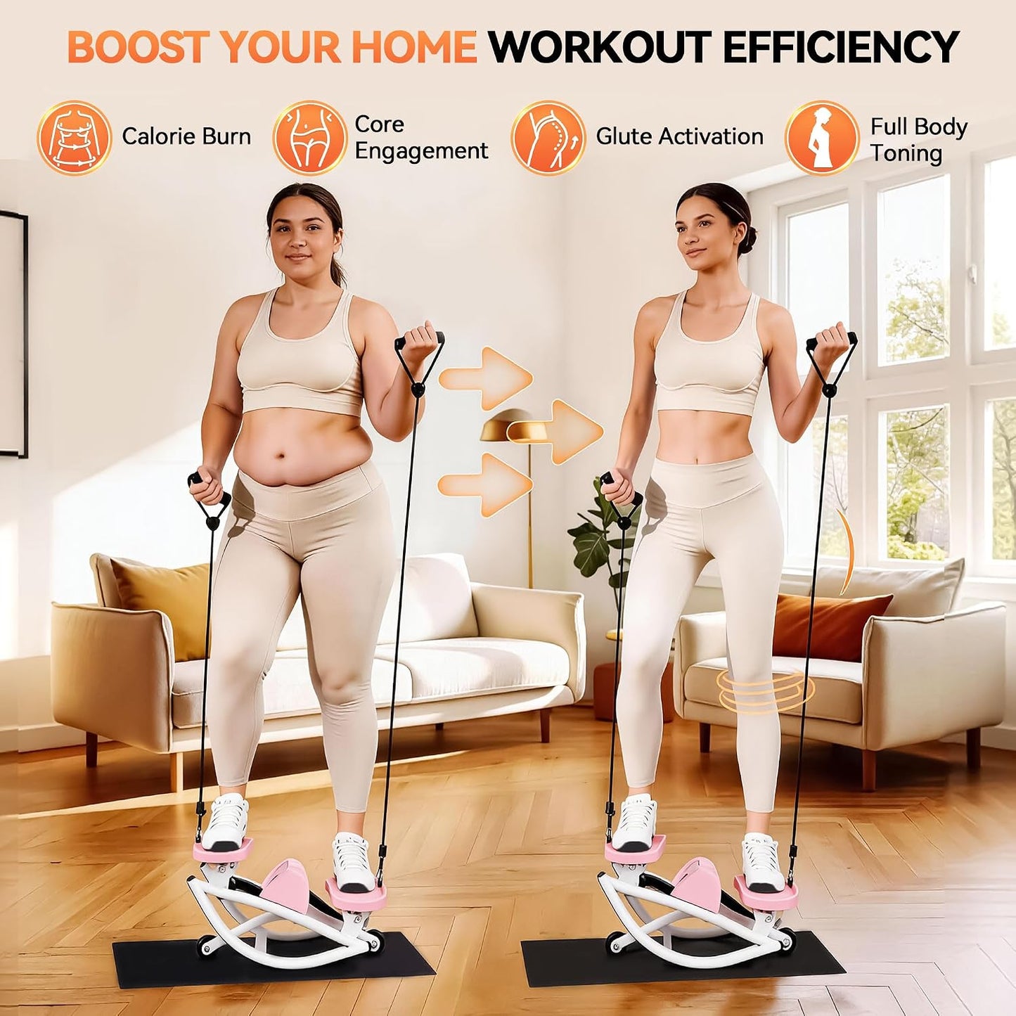 Rock Stepper - Steppers for Exercise at Home, Portable Stepper Side to Side with Digital Display & Resistance Bands, 330 LBS Capacity Full Body Workout Low-Impact Knee-Friendly 3D Stair Stepper