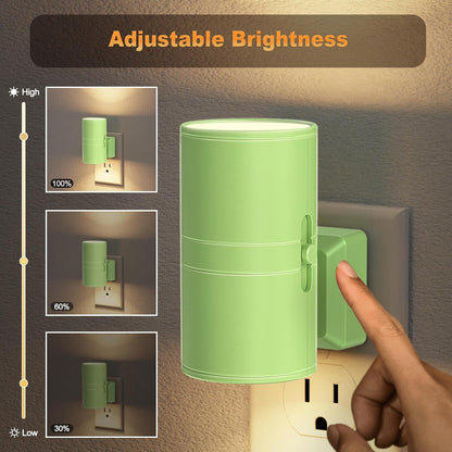 Amber Night Lights Plug into Wall, Dimmable Night Light Plug in, Modern Night Lights Auto On/Off, Amber Night Light 2000K, 0-100LM Adjustable Brightness Nightlight for Hallway Bedroom, 2 Pack