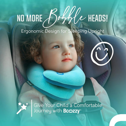 BCOZZY Travel Neck Pillow for Airplane– Patented Double Support for Head, Neck, and Chin. Best for Long Flights, Plane Sleeping, and Car Rides. Adjustable Size. Fully Washable. Carry Bag. Large, Black
