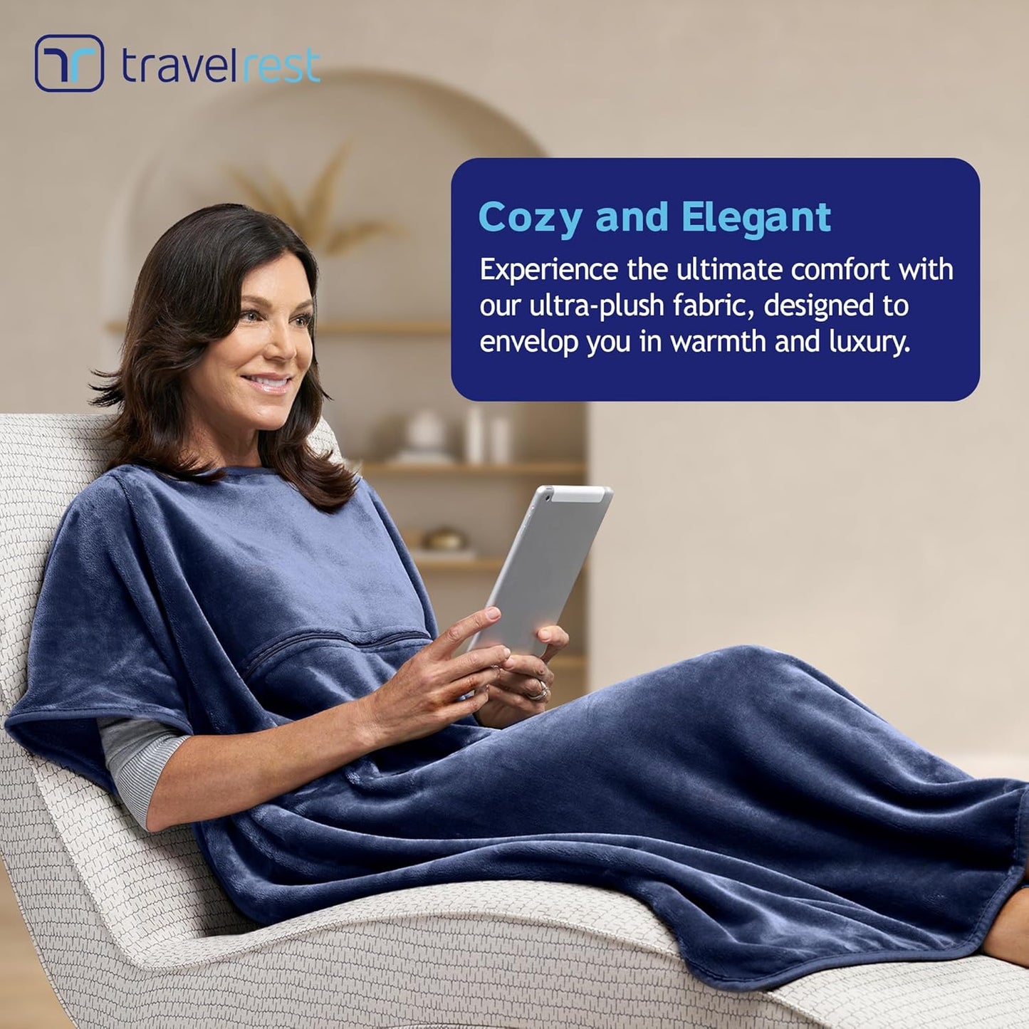 travelrest 4-in-1 Travel Blanket – Wearable Blanket, Pillow & Body Wrap, Lightweight, Compact & Cozy with Carry Case, Travel Friendly, Comfort, Ideal for Airplanes, Long Flights, Road Trips - Gray
