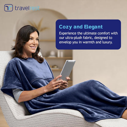 travelrest 4-in-1 Travel Blanket – Wearable Blanket, Pillow & Body Wrap, Lightweight, Compact & Cozy with Carry Case, Travel Friendly, Comfort, Ideal for Airplanes, Long Flights, Road Trips - Gray