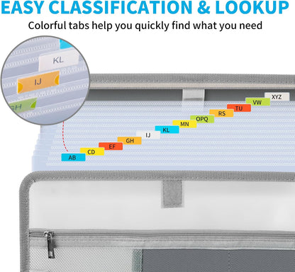 Important Document Organizer with Lock, Fireproof Accordion File Organizer