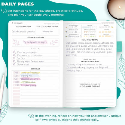 Clever Fox Self-Care Journal – Daily Reflection Notebook – Mental Health & Personal Development Planner, Meditation & Mood Log, A5 (Aquamarine)