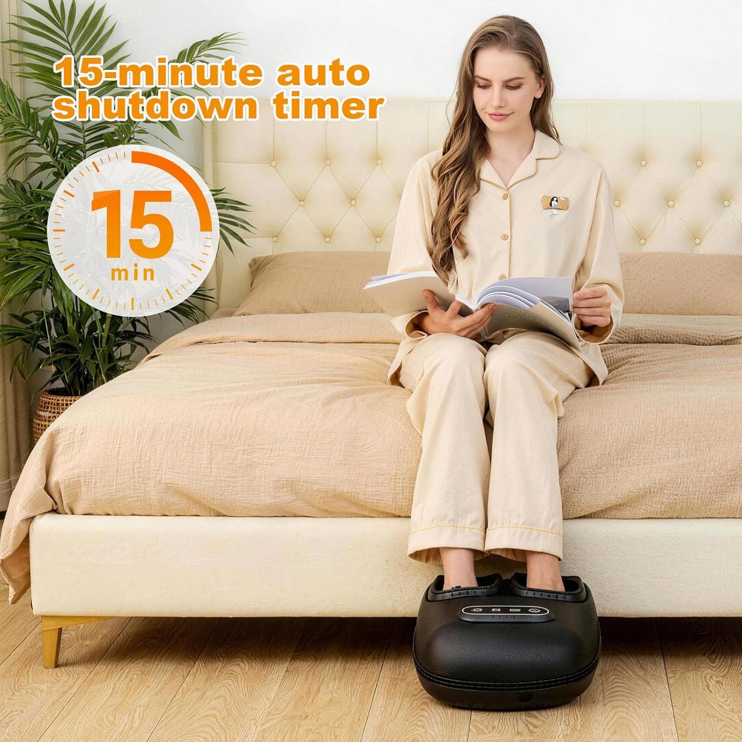 LINGTENG Foot Massager, Heated Foot Massager, Foot Massage with 3 Modes, 3 Intensity Levels, 15-Min Timer, Birthday Gifts for Women Men, Father Day Gifts, Size up to 13"