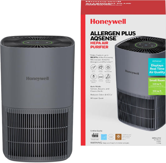 Honeywell Allergen Plus Compact HEPA Small Room Air Purifiers, Grey
