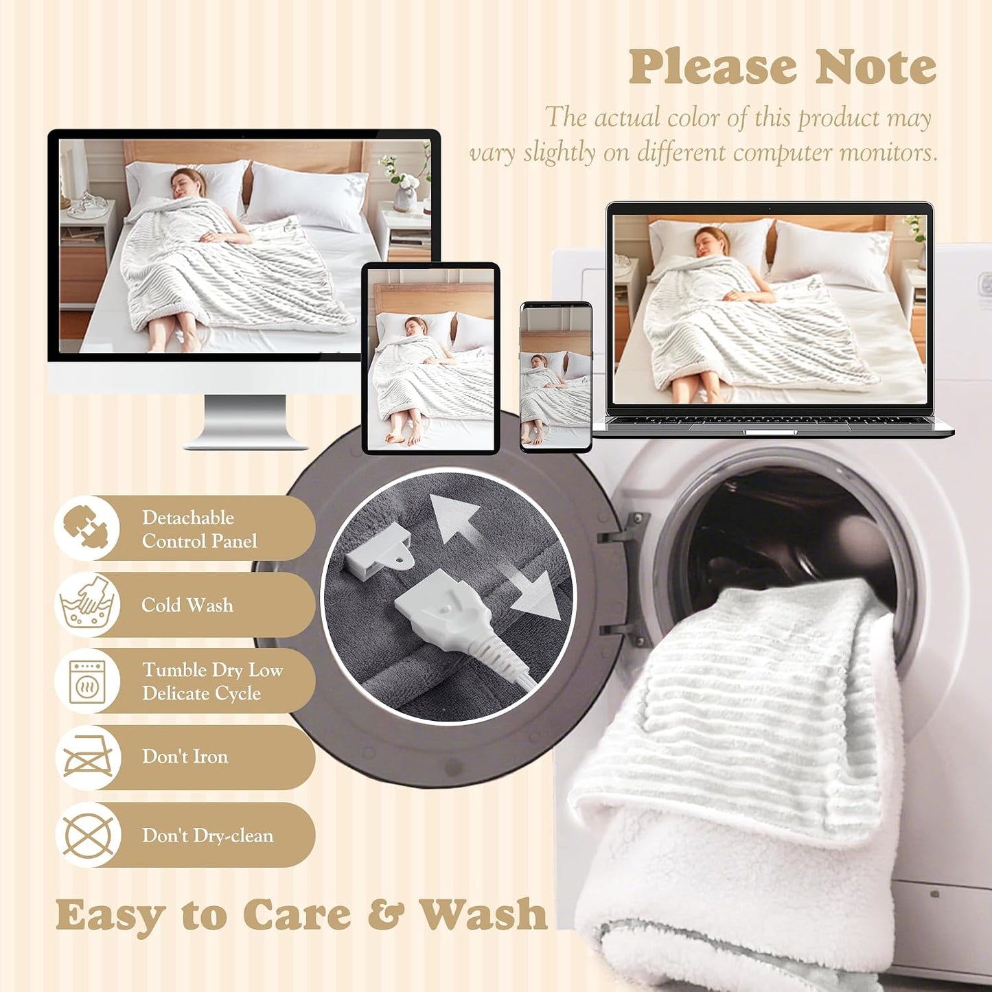Heated Throw Blanket - Fast Heating 3D Jacquard Electric Heated Blanket, Cozy Heating Blanket with 6 Heating Settings & 4 Hours Auto-Off, Machine Washable, 50"x60", London Grey