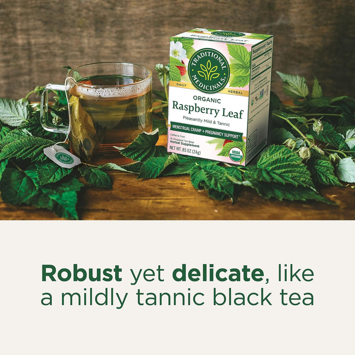 Traditional Medicinals Tea, Organic Raspberry Leaf, Eases Menstrual Cramps, Supports a Healthy Pregnancy, 16 Tea Bags