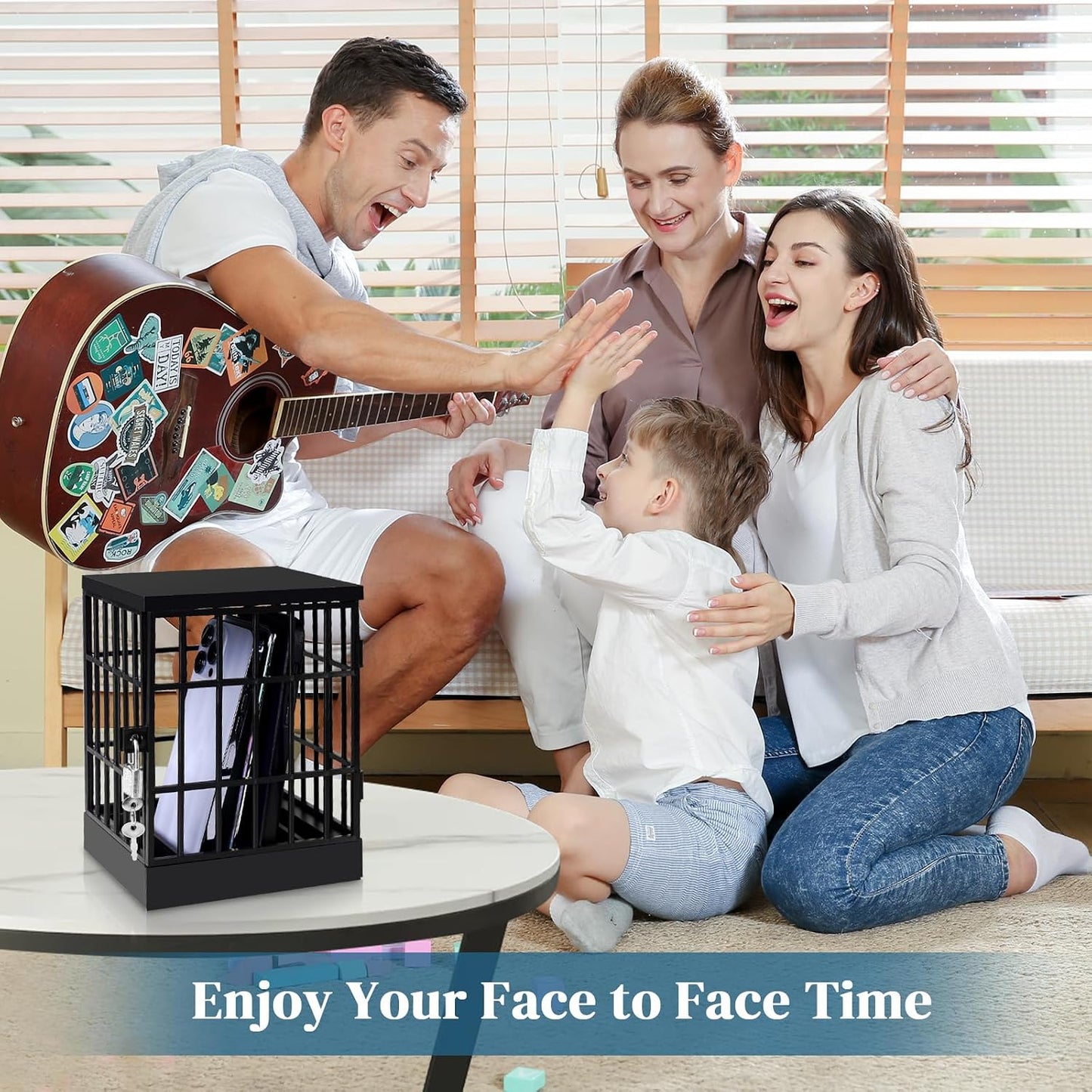 Gemaxvoled Cell Phone Jail-Phone Cage with Lock and Key, Phone Lock Box, Cell Phone Locker for Classroom/Family