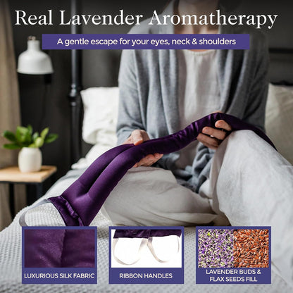 Victoria's Lavender Luxury Lavender Neck Wrap, Microwavable Neck Heating Pad, Aromatherapy Wrap for Men & Women, Filled with Lavender Buds & Flax Seed, Relaxing Spa Gift