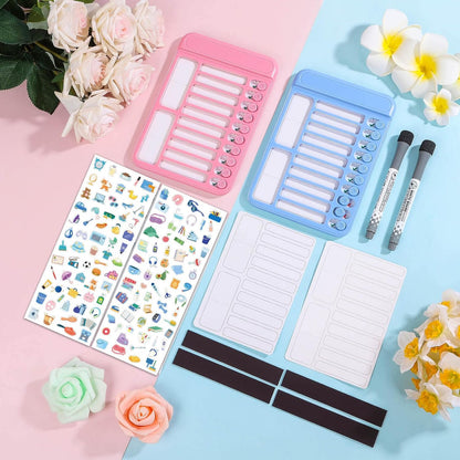 Audab Dry Erase Chore Chart for Kids, Magnetic Whiteboard Checklist Board, Chore Checklist Slider to Do List Board, Daily Routine Chart Schedule Board Task Tracker for Home Refrigerator, Wall, Desk
