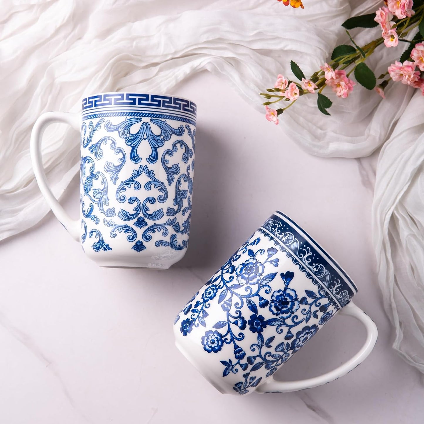 AmorArc Porcelain Tea Mug with Infuser and Lids, 18 Oz Large Cup Strainer with Bag Holder for Loose Leaf Tea, Steeping Coffee Mug for House-warming Wedding Birthday Gift