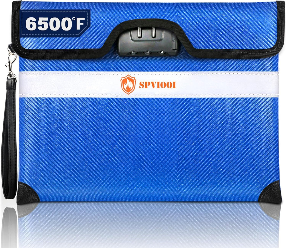 6500°F Upgraded Fireproof Document Bag with Lock, Fire proof Money Bag for Cash w. Zipper/Reflective Strip, 10 Layers of Heat Insulated Materials, Water Resistant Fireproof Bag for Documents, Fire Bag