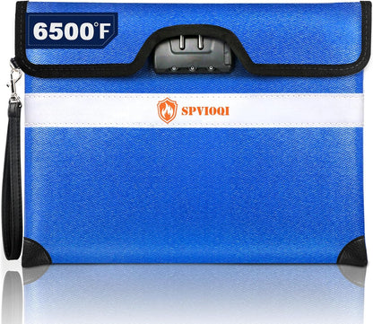 6500°F Upgraded Fireproof Document Bag with Lock, Fire proof Money Bag for Cash w. Zipper/Reflective Strip, 10 Layers of Heat Insulated Materials, Water Resistant Fireproof Bag for Documents, Fire Bag