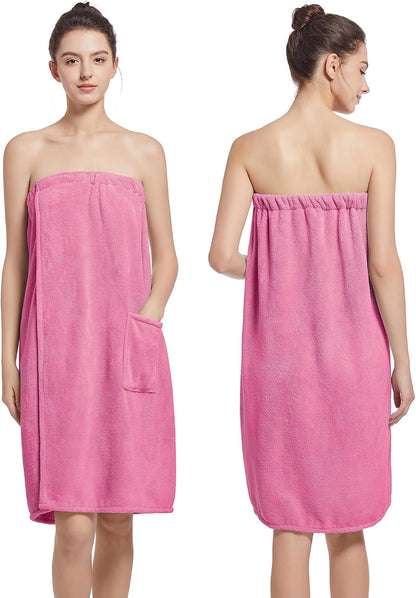 Women'S Soft Wrap Towel Full Length，Bath Robe After Shower Female Plush Long，Spa Bathrobes Lightweight With Pockets