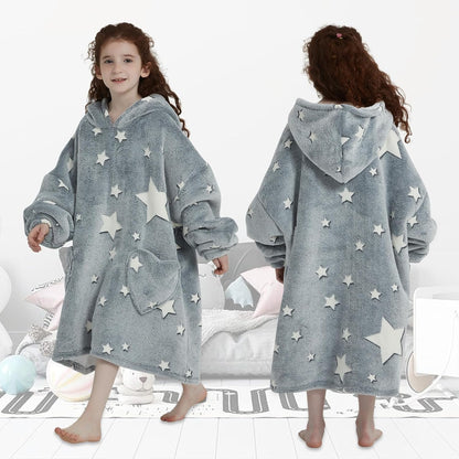 Fiosnow Glow in the Dark Unicorn Blanket Hoodies for Kids 6-13YR Oversize Wearable Blanket Hoodies for Boys Girls Teens
