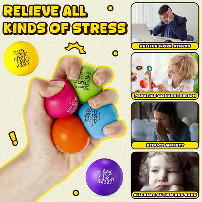 Leyndo 200 Pcs Relief Foam Balls Bulk for Adults with Motivational Quotes