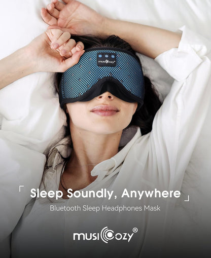MUSICOZY Sleep Headphones Breathable Sleep Mask Bluetooth 5.4 Wireless Earphones Mask Sleeping Eyemask for Side Sleepers for Women Men Travel Meditation Gift (Mesh Black)