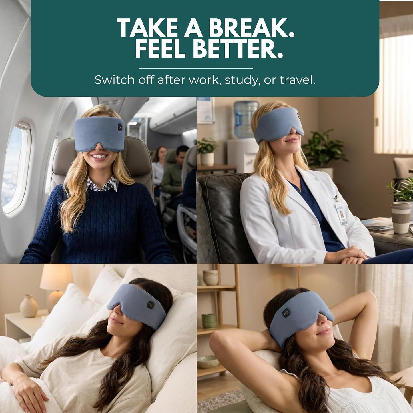 Heated Eye Mask – Cordless Electric Warm Eye Compress for Dry Eyes, Stye & Eye Strain Relief – 4 Heat Settings, Rechargeable, Light-Blocking, Blackout, Washable Cover (Sunset Rose)