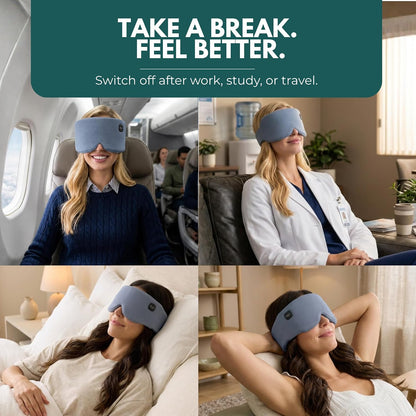 Heated Eye Mask – Cordless Electric Warm Eye Compress for Dry Eyes, Stye & Eye Strain Relief – 4 Heat Settings, Rechargeable, Light-Blocking, Blackout, Washable Cover (Sunset Rose)