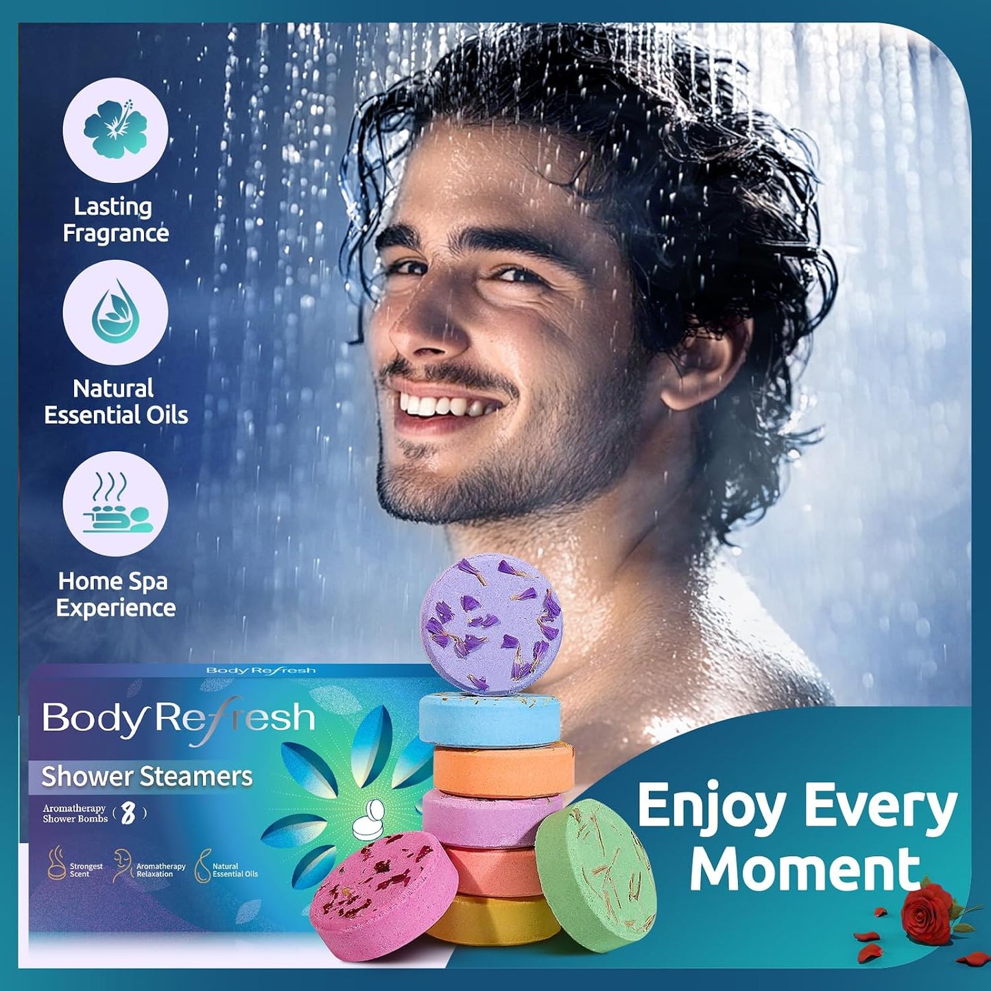 Shower Steamers Aromatherapy-8 Pack Shower Bombs with Essential Oils, Mothers Day Gifts for Mom Wife, Birthday Gifts for Women Self Care Relaxation Home SPA Teacher Appreciation Gift (Green)