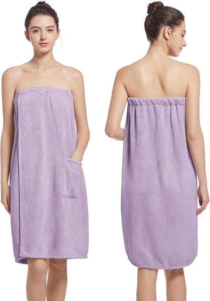 Women'S Soft Wrap Towel Full Length，Bath Robe After Shower Female Plush Long，Spa Bathrobes Lightweight With Pockets