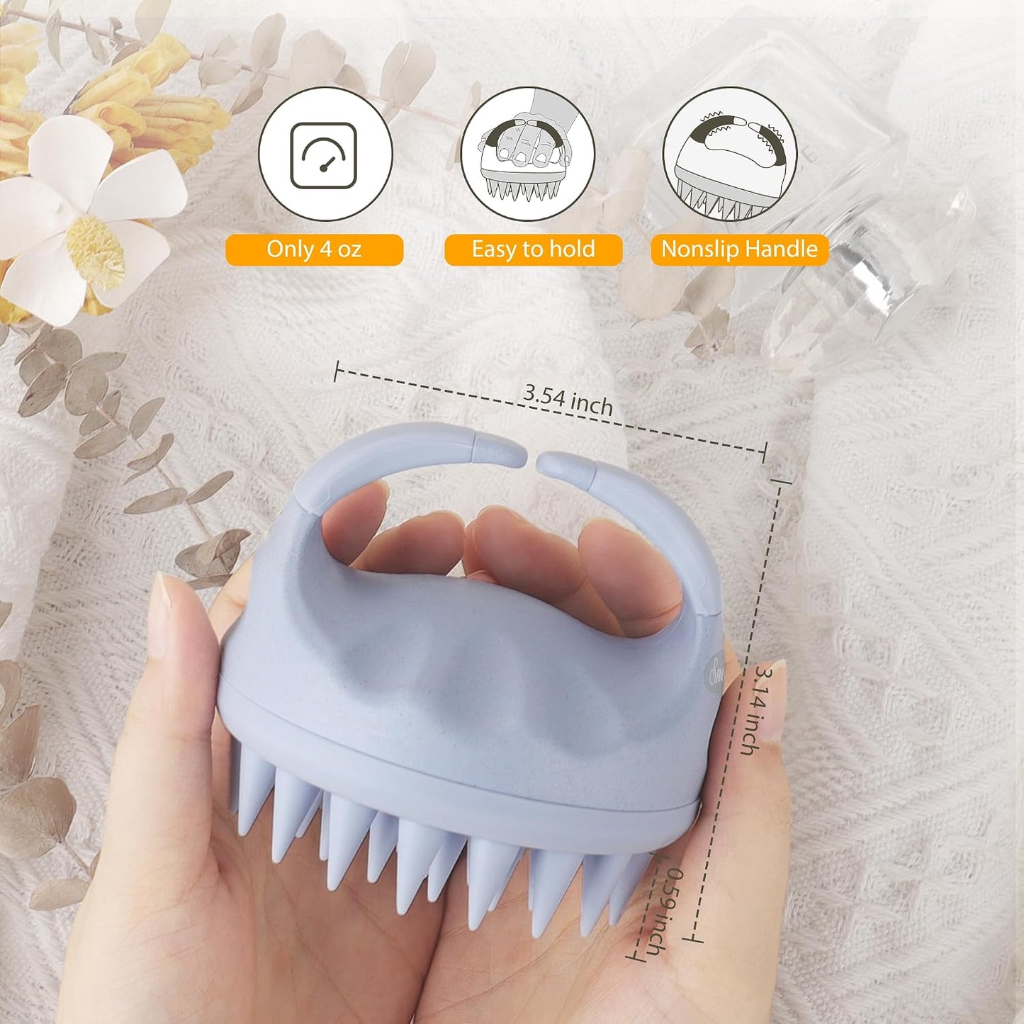 Sndyi Scalp Massager Shampoo Brush, Scalp Scrubber with Soft Silicone Bristles, Scalp Exfoliator for Dandruff Removal, Scalp Massager for Hair Growth, Wet Dry Hair Brush for Scalp Care, Green