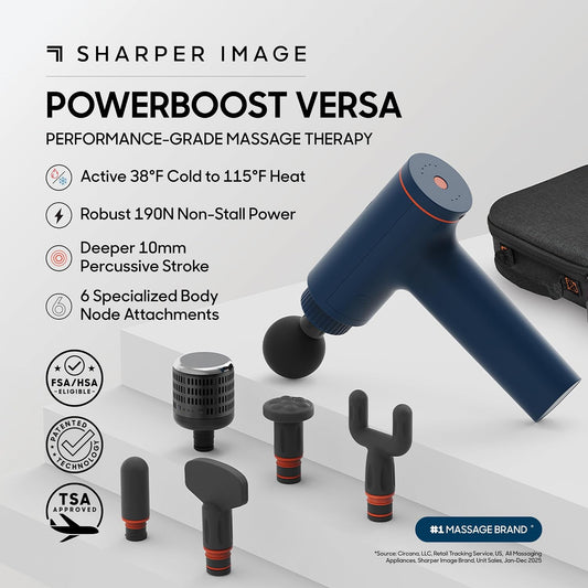 Sharper Image Powerboost Versa Heat & Cold Therapy Percussion Massage Gun