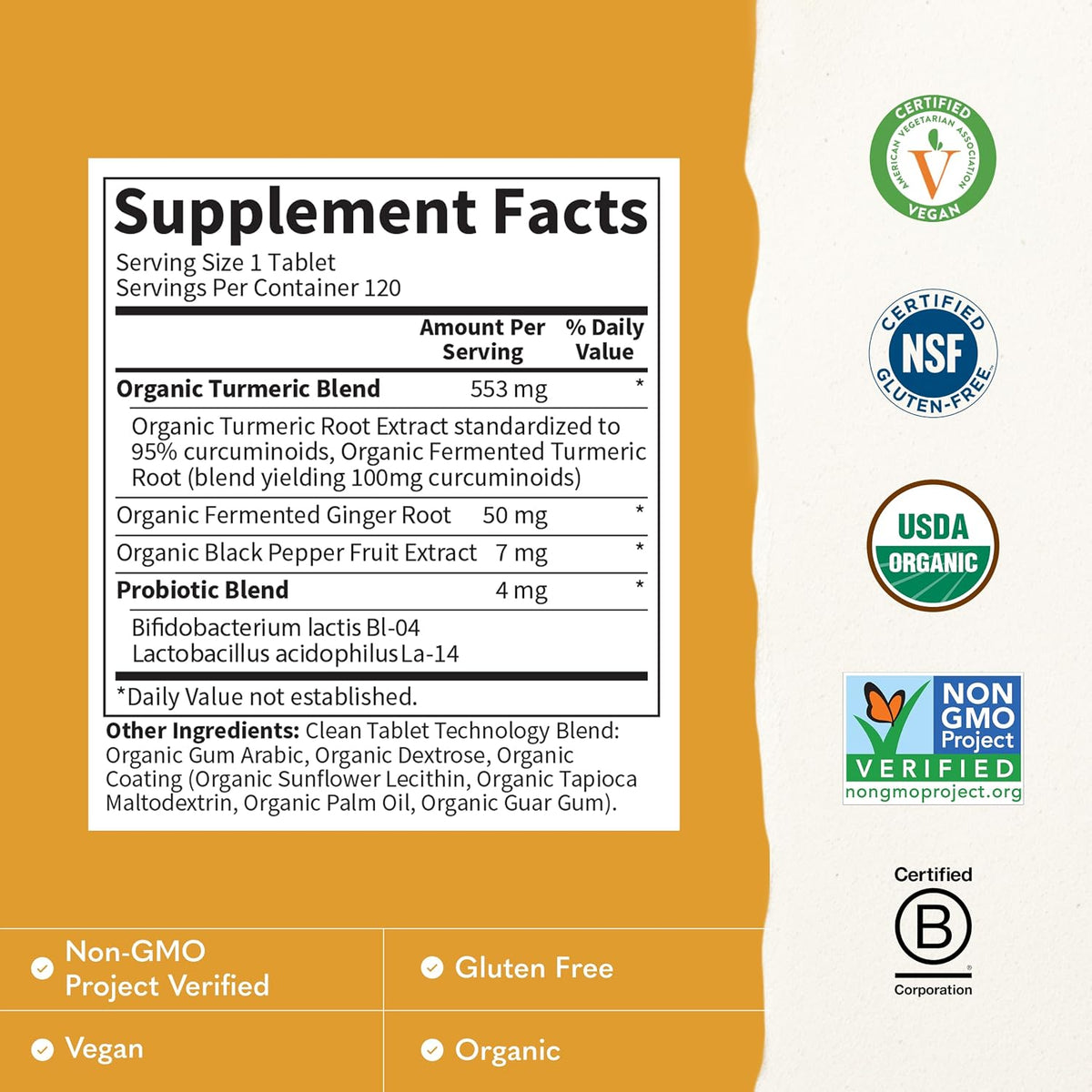 Garden of Life Organics Extra Strength Turmeric Supplement, 120 Tablets