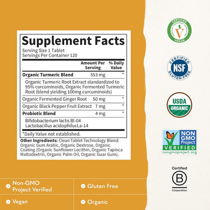 Garden of Life Organics Extra Strength Turmeric Supplement, 120 Tablets