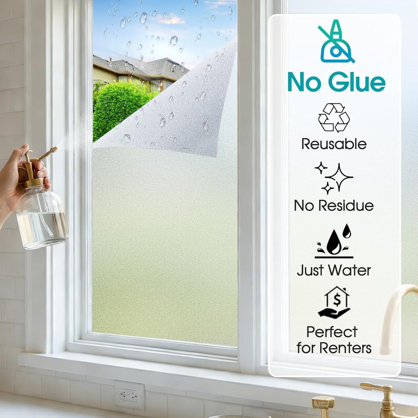Coavas Blackout Window Film, 100% Light Blocking Privacy Window Film, No Glue Static Cling, Heat & UV Blocking, Removable Room Darkening Window Cover, Renter Friendly for Bedroom, 17.5x78.7Inch,Black