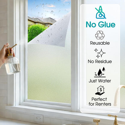 Coavas Blackout Window Film, 100% Light Blocking Privacy Window Film, No Glue Static Cling, Heat & UV Blocking, Removable Room Darkening Window Cover, Renter Friendly for Bedroom, 17.5x78.7Inch,Black