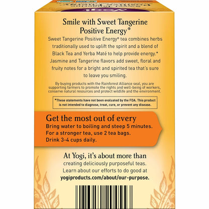 Yogi Sweet Tangerine Positive Energy Tea, 16 Tea Bags (4 Pack)