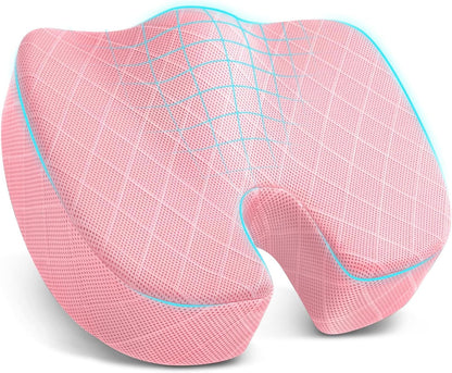 TushGuard Seat Cushion - Memory Foam Sitting Pillow for Office Chair, Car Seat, Airplane, Bleacher - Sciatica & Hip & Coccyx Pain Relief Desk Chair Cushion for Long Sitting Office Workers, Car Drivers