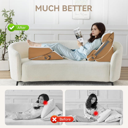 Yojoker 4PCS Orthopedic Bed Wedge Pillow Set for Sleeping, Post Surgery Foam Pillow for Body, Back and Leg Pain Relief, Triangle Adjustable Support Pillow - Acid Reflux, Anti Snoring & GERD Sleeping