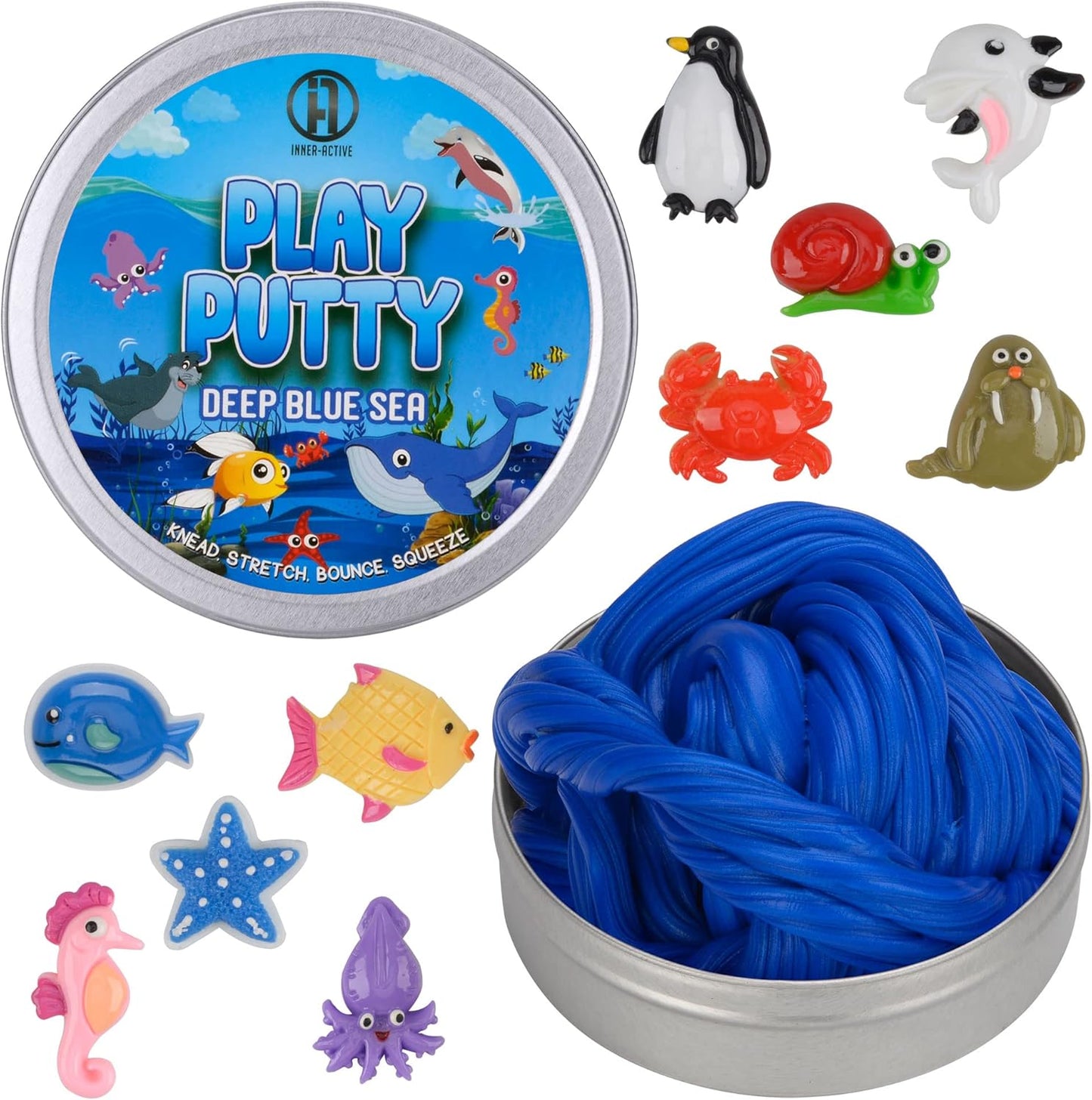 INNER-ACTIVE Play Putty Therapy Putty for Kids with Charms Deep Blue Sea Theraputty Medium Resistance, Increase Fine Motor Skills and Finger Strength, Physical and Occupational Therapy Toy