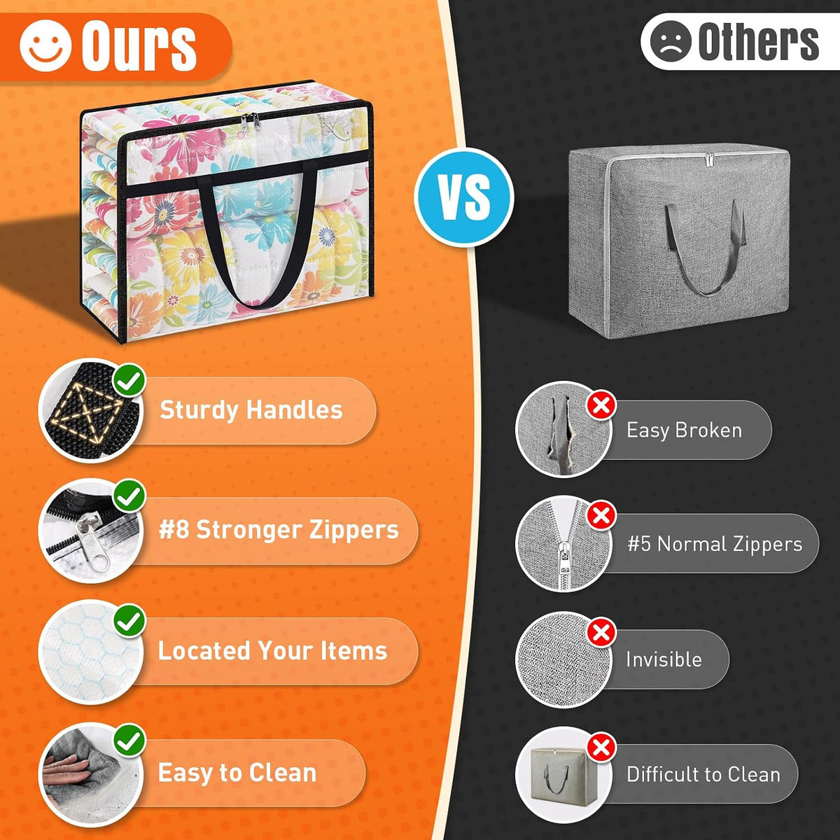 60L Clear Under Bed Storage Containers, Large Clothes Storage Bags