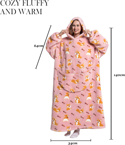Capecage Blanket Hoodie, Long Hooded Blanket Sweatshirt as Birthday Gifts for Women Men, Long Wearable Blanket for Women Men.