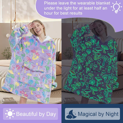Fiosnow Sun and Moon Blanket Hoodies for Women and Men Adult Oversize Wearable Blanket Hoodies for Soft and Warm