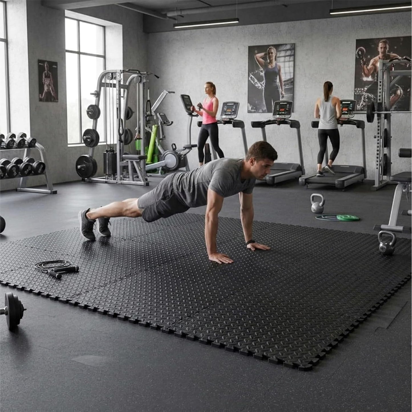BalanceFrom Puzzle Exercise Mat 1/2" Thick, EVA Interlocking Foam Floor | Tiles for Home Gym, Mat for Home Workout Equipment, Floor Padding for Kids, Black, 24 in x 24 in x 1/2 in, 144 Sq Ft-36 Tiles