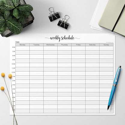 321Done Weekly Schedule Planning Notepad - 50 Sheets 11x17 Size - Mon-Sun Hourly Appointment Productivity Weekly Planner Tear-Off Note Pad, Made in USA