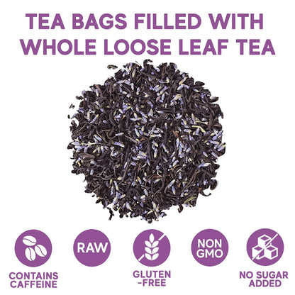 Sou Zen Earl Grey Lavender 30 Corn-Fiber Pyramid Tea Bags | Premium Loose Leaf Blend with Bergamot & Lavender | Naturally Organic Ingredients, No Additives