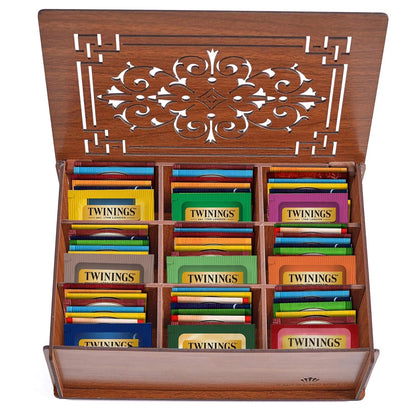 Twinings Tea Sampler Collection – 80 Tea Bags, 20 Flavours/Assorted Tea, Gift Set in Decorative Bamboo Box – Wooden Organizer Tea Chest Included – Ideal for Home, Office, Family & Friends (Bamboo Box)