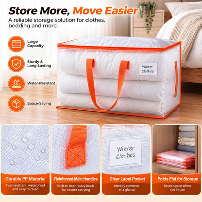 KYODOLED Clear Moving Bags Heavy Duty Extra Large, Storage Totes