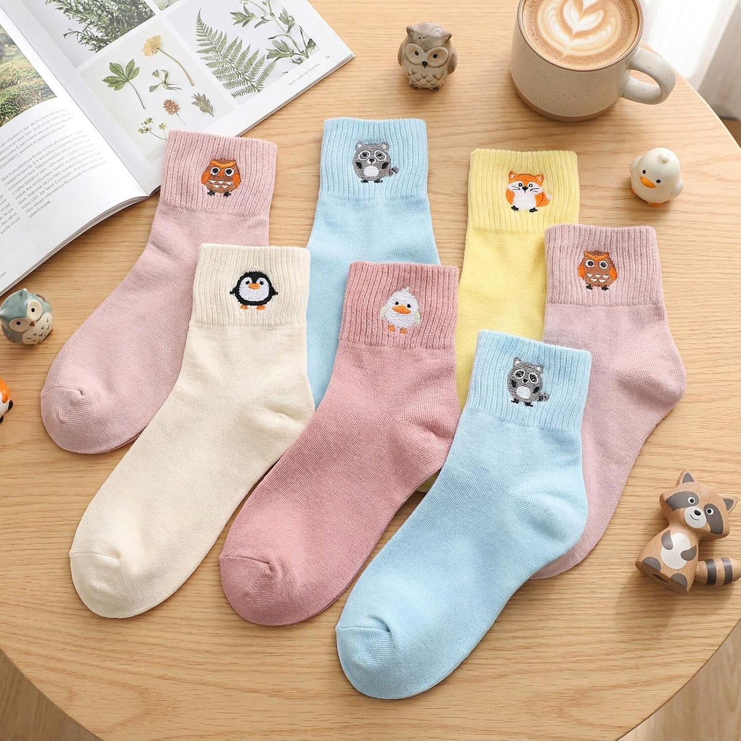 Eurzom 10 Pairs Socks Womens Crew Elastic Ankle Length Cotton Socks Aesthetic Cute Lightweight Low Cut Gifts for Women - Colors B