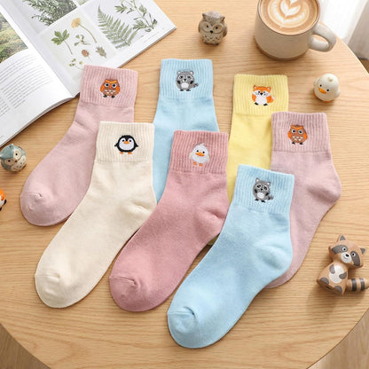 Eurzom 10 Pairs Socks Womens Crew Elastic Ankle Length Cotton Socks Aesthetic Cute Lightweight Low Cut Gifts for Women - Colors B