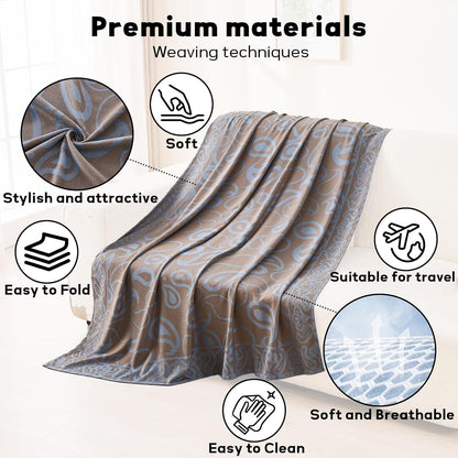 Travel Blanket Airplane - Ultra Soft & Lightweight Knit Design Compact Airplane Blanket,53x72 Inch,Stylish Travel Shawl Wraps for Flights,Office,Home Use,Travel Essentials & Gifts