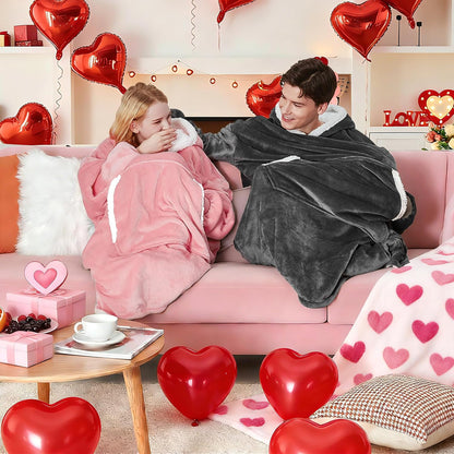yescool Wearable Blanket Hoodie, Flannel Sherpa Fleece Blanket Sweatshirt for Adults Women Men,One Size Fits All - Colors A